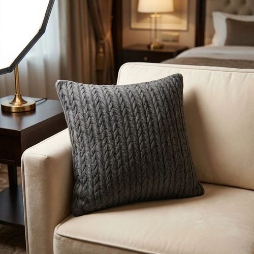 ALMOFADA RELEVO TIELEMANS/DECORTRICO CINZA CHUMBO 40X40