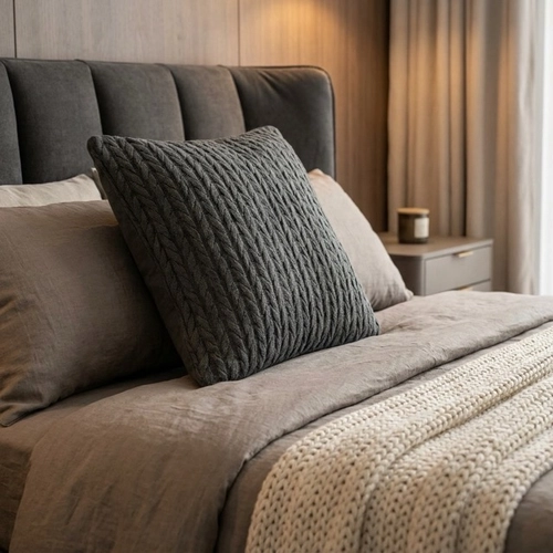 ALMOFADA RELEVO TIELEMANS/DECORTRICO CINZA CHUMBO 40X40