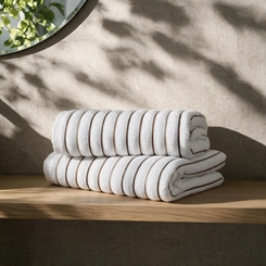 80CM X 1,60M-TOALHA ACCUA BRANCO LISTRAS BEGE BANHAO BRANCO LISTRAS BEGE