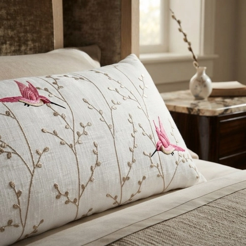 ALMOFADA LINHO BEIJA FLOR ANGELA MASSONI ROSA PINK 30X60