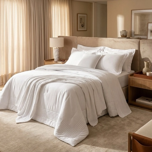 JOGO DE CAMA SILKEN BAMBOO SULTAN 400 FIOS BRANCO CASAL BRANCO