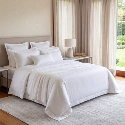 JOGO DE CAMA CORDONE SULTAN/300 FIOS BRANCO/PRATA KING