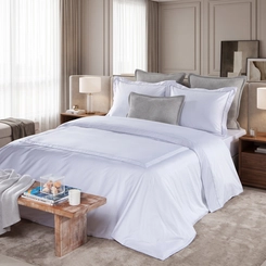 JOGO DE CAMA CORDONE SULTAN/300 FIOS BRANCO/PRATA SOLTEIRO BRANCO/PRATA