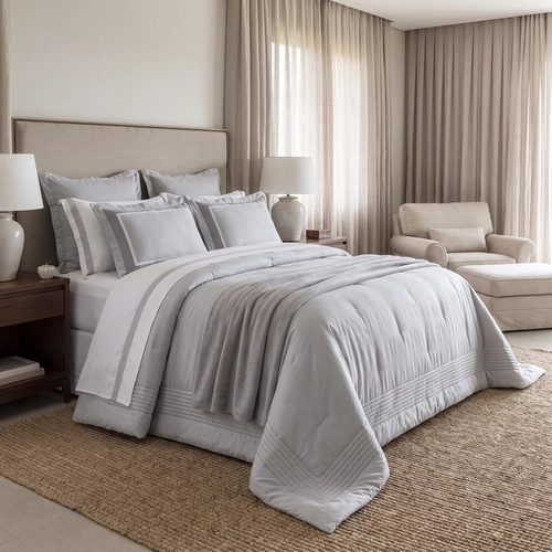 JOGO DE EDREDOM SUMMER COMFORTER LUMEN SULTAN 300 FIOS PRATA SUPER KING PRATA