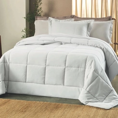 EDREDOM SOUFFLE TOQUE ACETINADO ALTENBURG BRANCO CASAL BRANCO