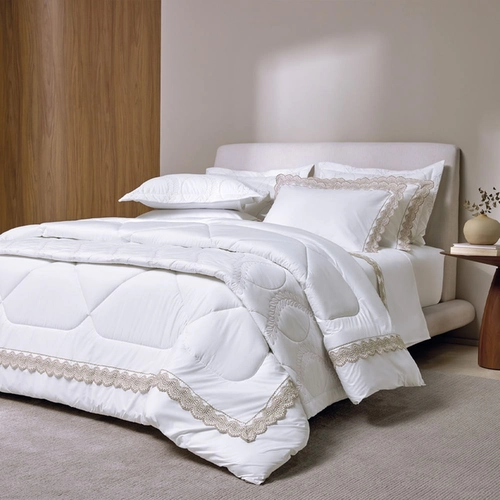 SUPER FRONHA VERONE BORDADO 200 FIOS TRUSSARDI/CARVAL BRANCO/CARVALHO 50X90