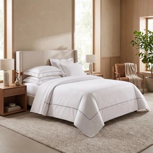 JOGO DE CAMA PORTELLO 300 FIOS TRUSSARDI BRANCO / ARDOSIA - BRANCO / ARDOSIA