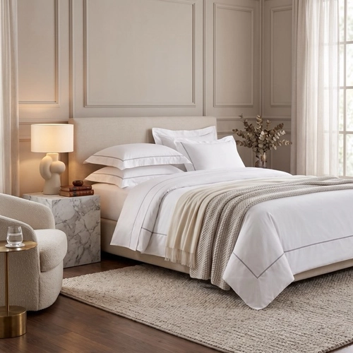JOGO DE CAMA PORTELLO 300 FIOS TRUSSARDI BRANCO / ARDOSIA -