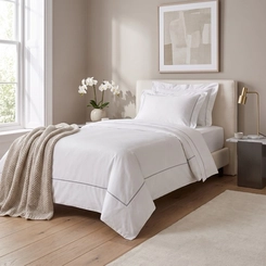 JOGO DE CAMA PORTELLO 300 FIOS TRUSSARDI BRANCO / ARDOSIA - BRANCO / ARDOSIA