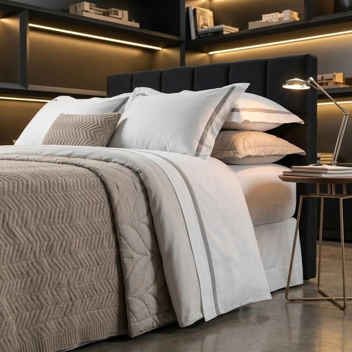 JOGO CAMA VERCELLI TRUSSARDI BRANCO/NOCCIOLA SOLTEIRO