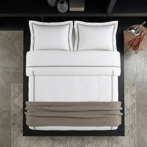 JOGO CAMA VERCELLI TRUSSARDI BRANCO/NOCCIOLA SOLTEIRO