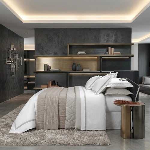 JOGO CAMA VERCELLI TRUSSARDI BRANCO/NOCCIOLA SOLTEIRO